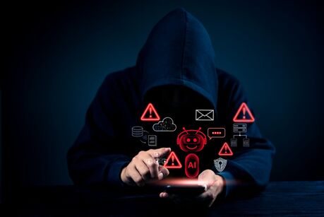 Cybersicherheitskonzept, Hackerzugriff auf personenbezogene Daten, Netzwerksicherheit, Datenschutz, digitale Kriminalität, Dark Web, Datenschutz im Internet, Cyberangriffe, künstliche Intelligenz, Online-Betrug.